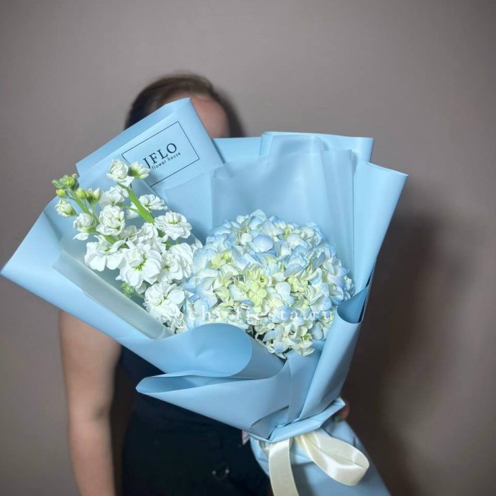 Гортензия голубая с маттиолой в Твери