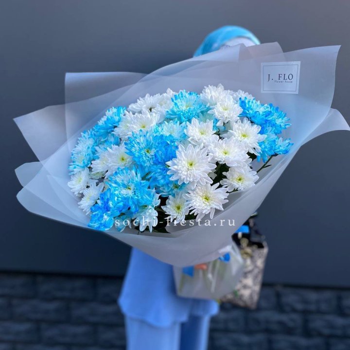 Букет хризантем "Голубая снежинка" в Твери