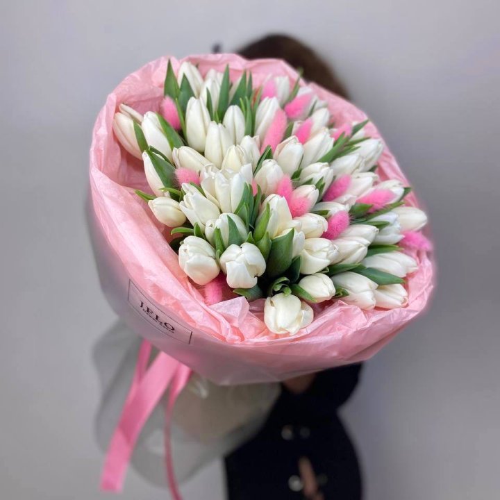 51 белый тюльпан "Рози" в Твери