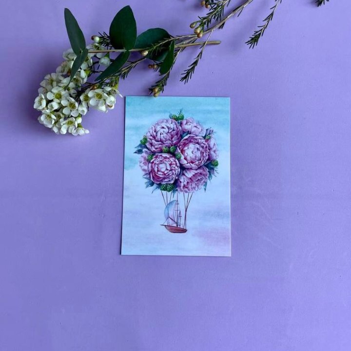 Открытка к букету "Пион" в Твери