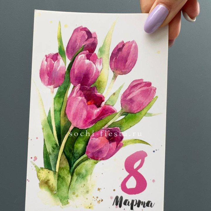 Открытка к букету "8 марта!" в Твери
