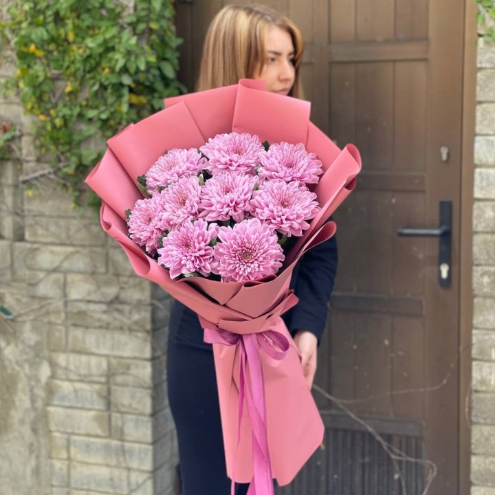 Букет хризантем розовый в Твери