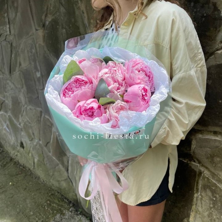 7 зефирных пионов в фоамиране в Твери