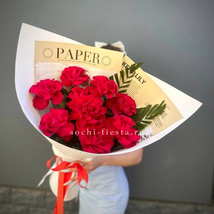9 Красных французских роз Чико в Твери