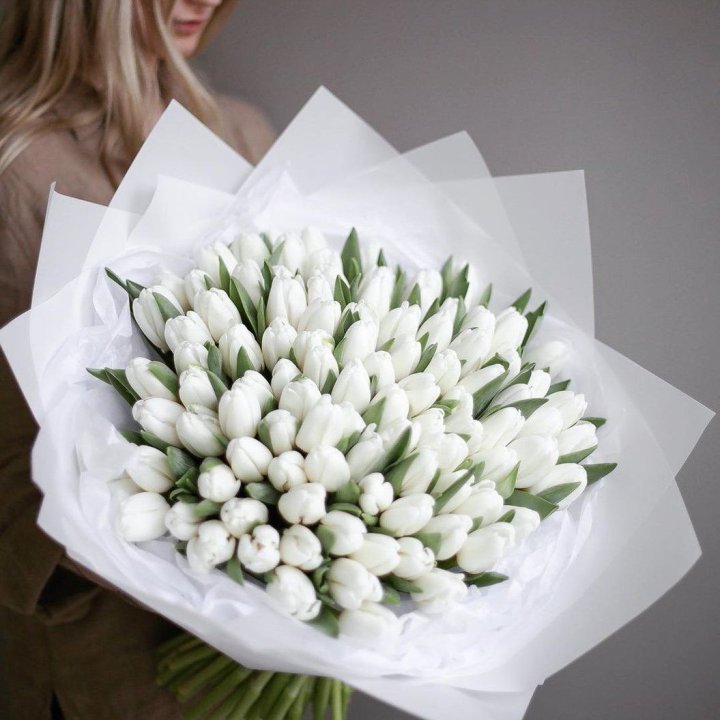 101 белый тюльпан в Твери